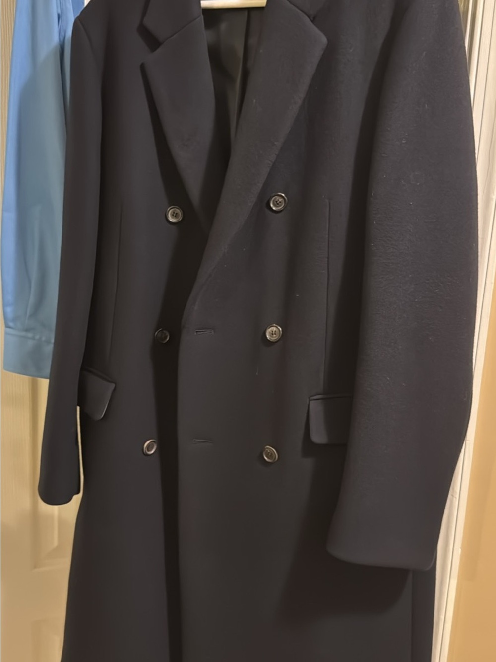 Men's Double-Breasted Wool Coat - Navy